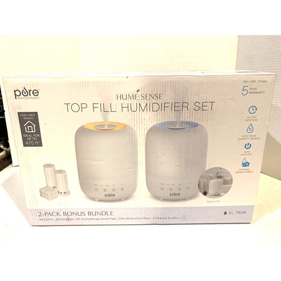 Pure Enrichment Top Fill Humidifier Set Bundle, 2-Pack Used No Pads - NO PHOTOS - Picture 2 of 5